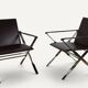 Pair of leather and chrome metal armchairs, Italy - 1970