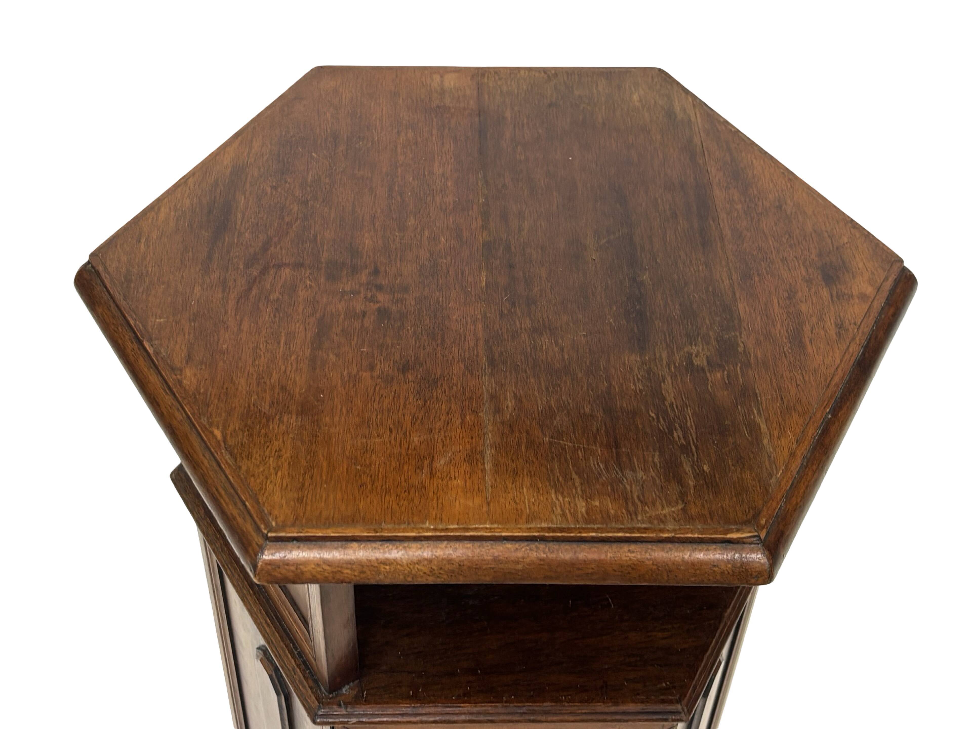 Vintage Hexagonal Side Cabinet with Door Small Side Table Column