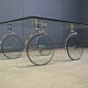 Glass coffee table with wheels, 1980s