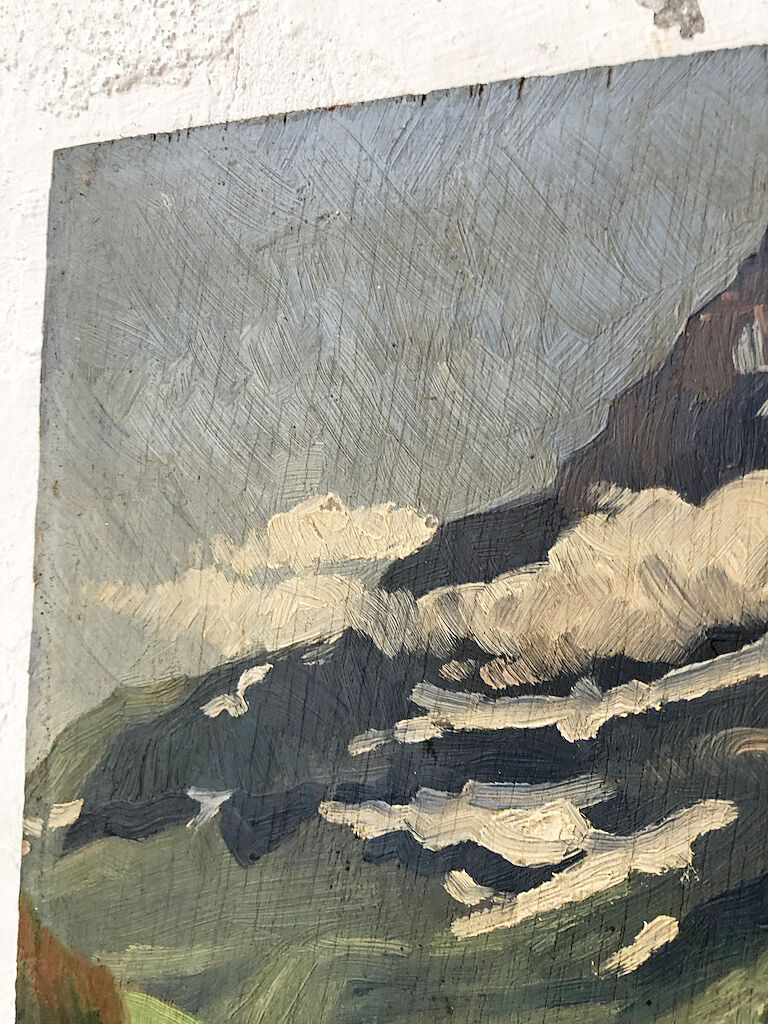 Oil painting landscape mountain 1947
