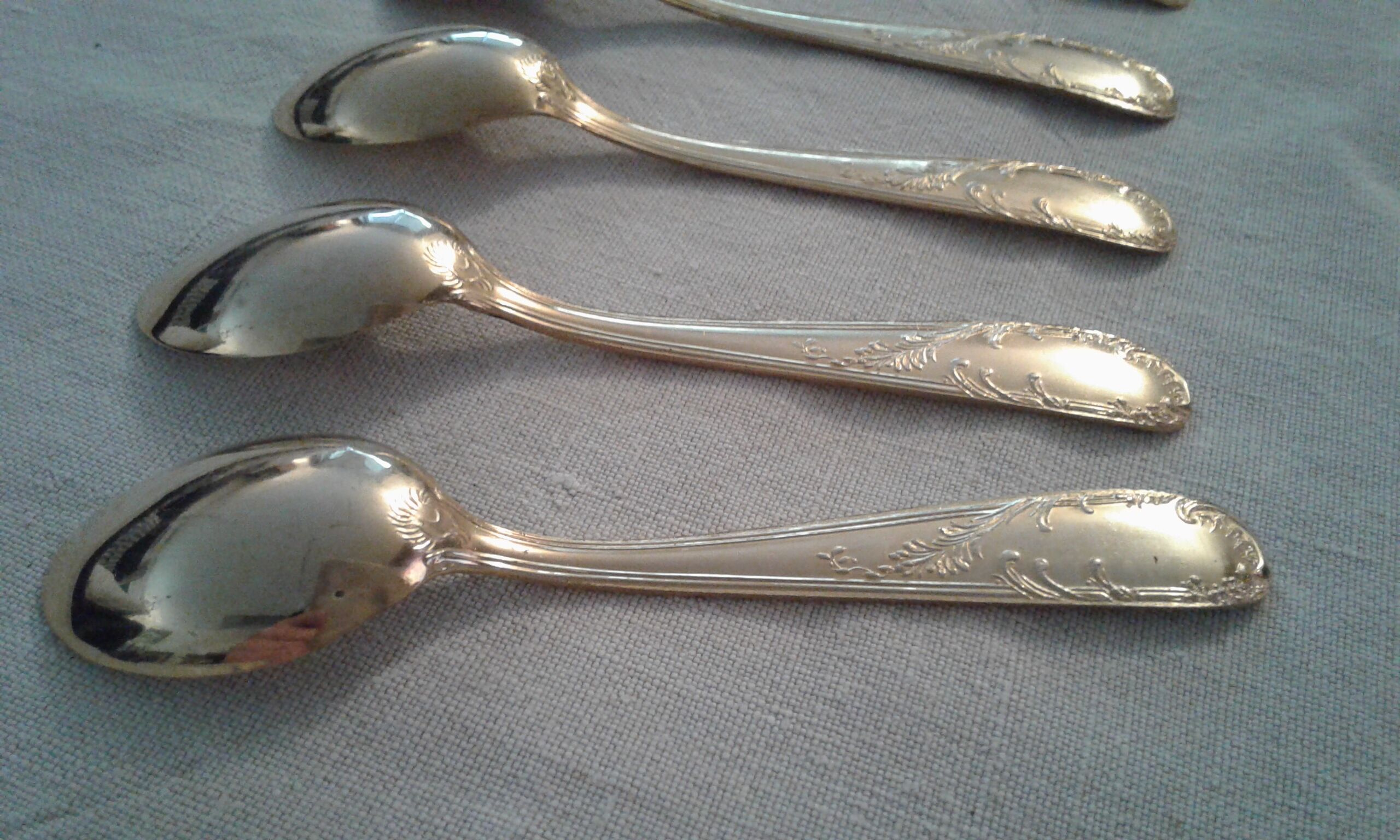 Box 6 small spoons, golden gold fin, style Louis XV