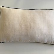 Cushion in old linen canvas 19th old black piping