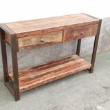 Console 2 tiroirs en bois ancien