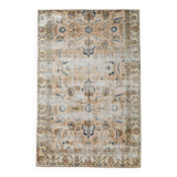 4x7 Tan Beige & Blue Floral Vintage Rug, 138x206Cm