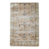 4x7 Tan Beige & Blue Floral Vintage Rug, 138x206Cm