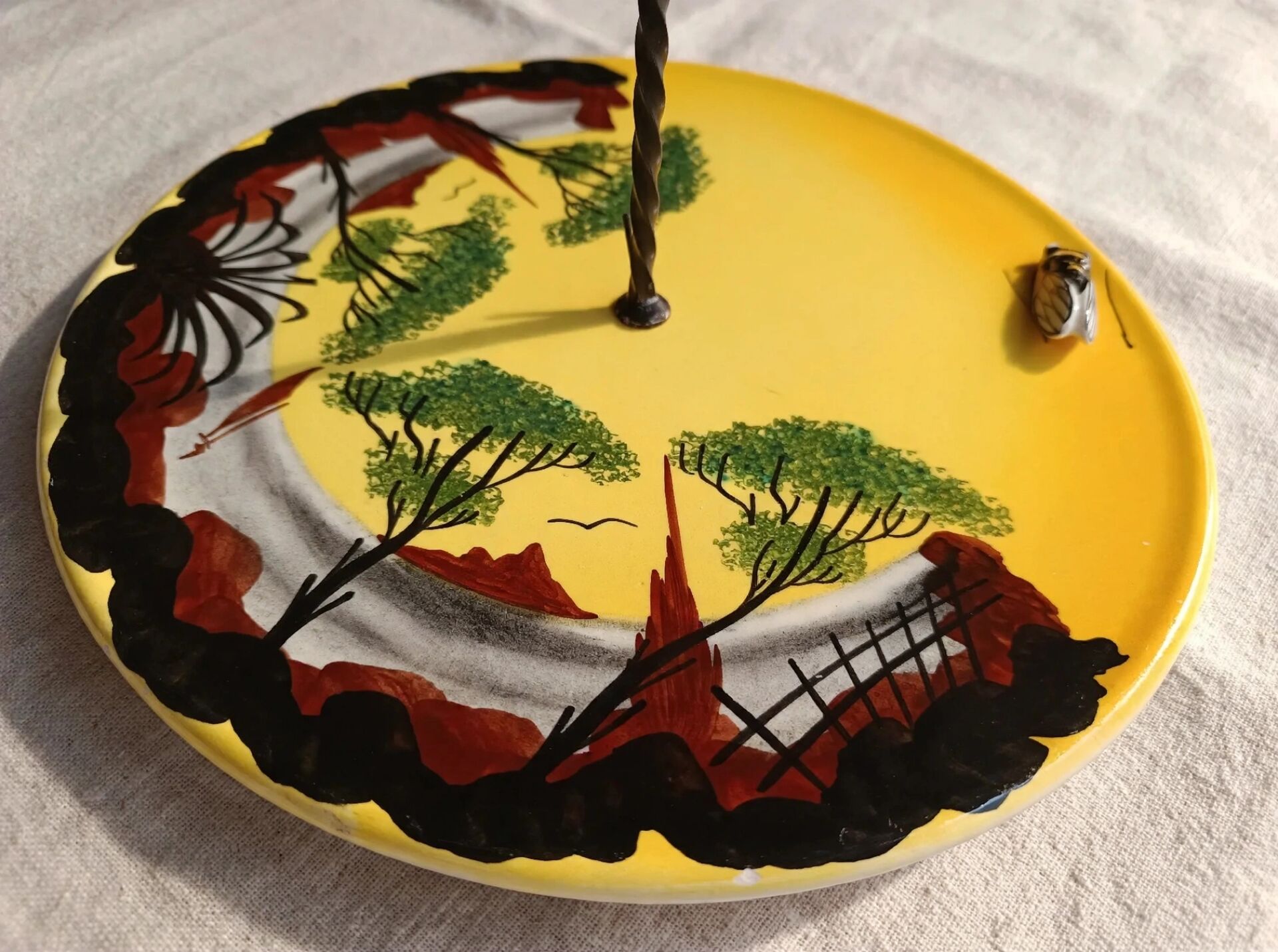 Cheese platter vallauris a. ferlay 28cm - yellow cicada - 1960 - gra