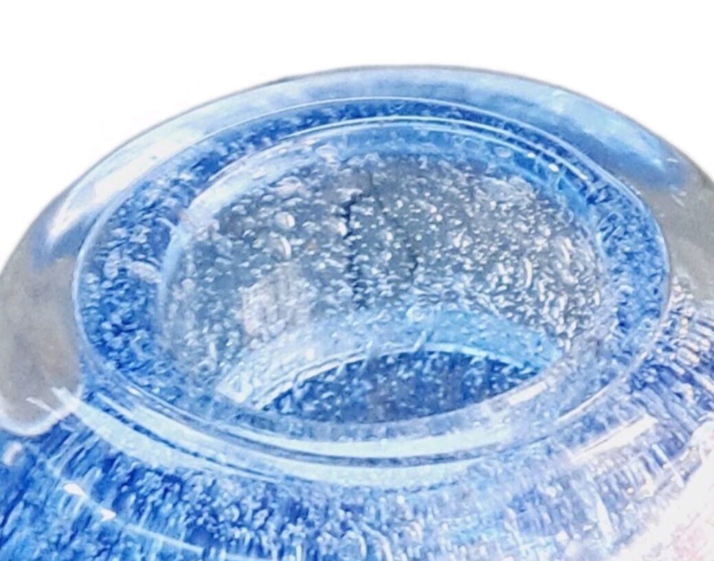 Small blue bubble glass vase