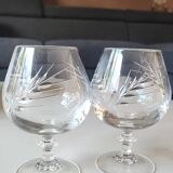 Set of 6 Cognac Glasses. Fleury/Arques Crystal Model. Wheat Ears Design