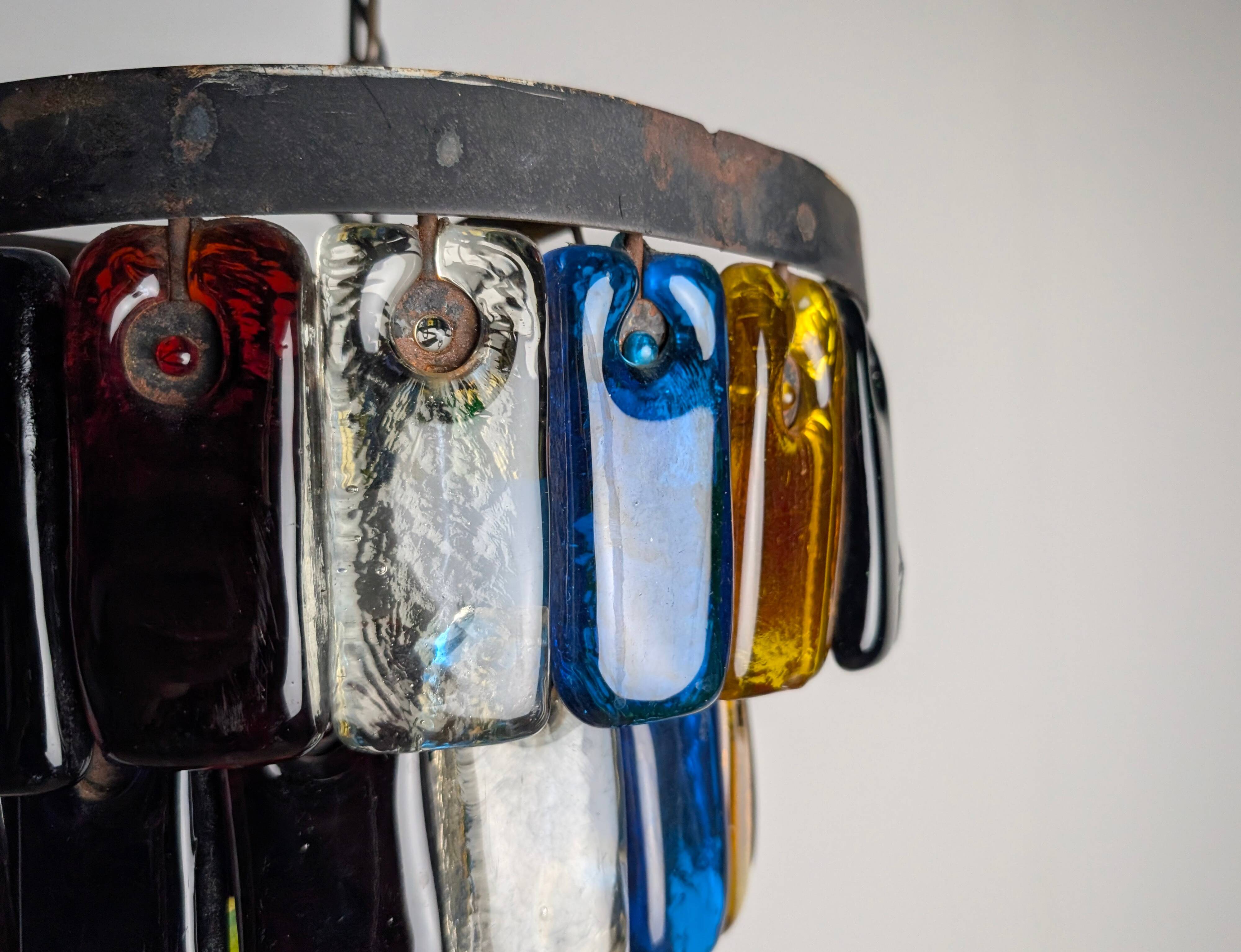 Lustre brutaliste en verre et métal de Felipe Derflingher pour Feders, années 1960