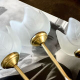 3 glass and brass candle holders