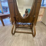 Rattan psyche mirror