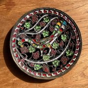 Byzantine bowl G. Halkides in cloisonné enamel on bronze & copper with peacock motif