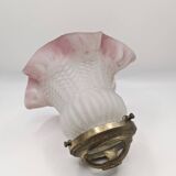 Pair of frosted glass tulips with pink edges, claws included