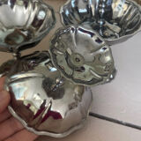 Vintage set of 6 finely engraved stainless steel bowls.