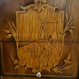 Bureau à gradin en marqueterie, aux fables de La Fontaine,  XIXème