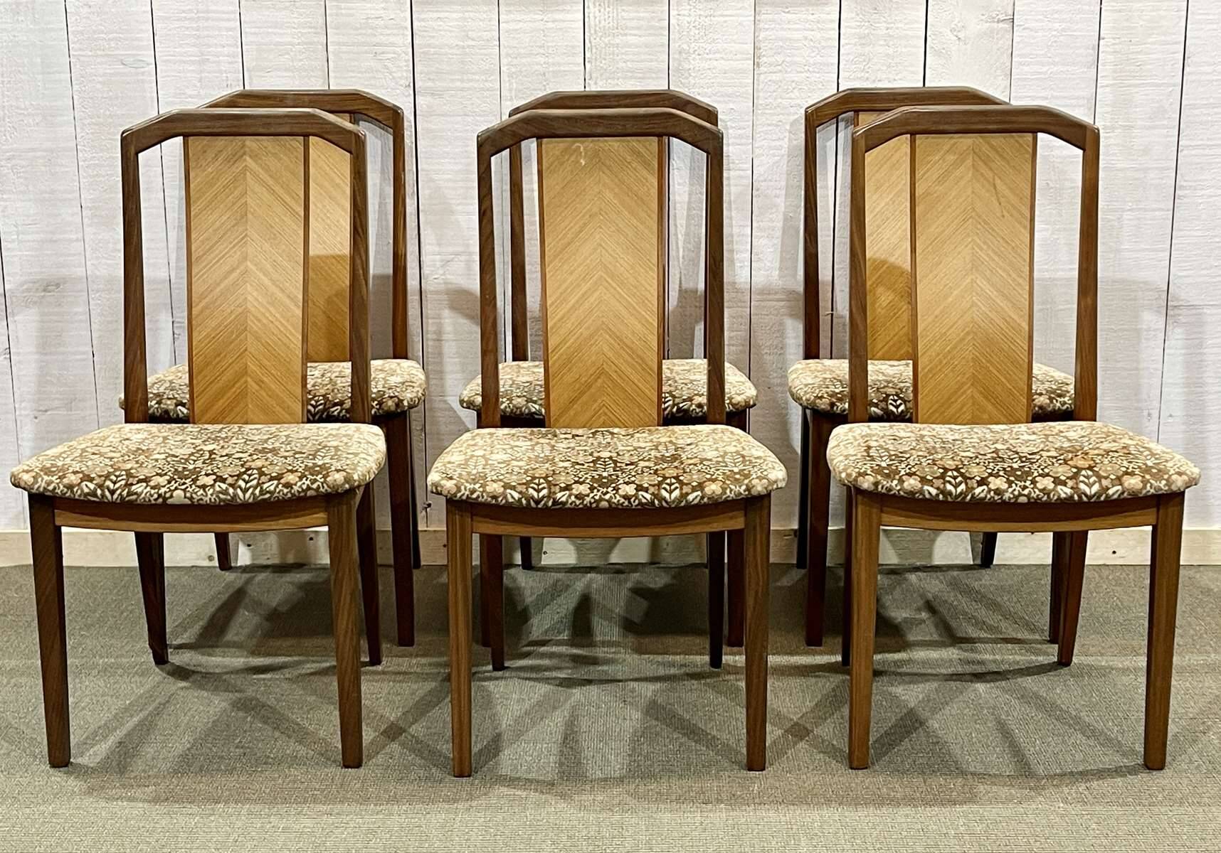 Set of 6 G-Plan teak chairs from the 1970s.