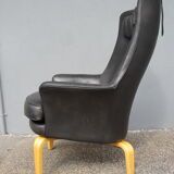 Pilot Scandinavian armchair by Arne Norell in black leather