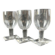 Set of 3 Art Deco crystal stemmed glasses - Bevelled rectangular base from the 1930s.