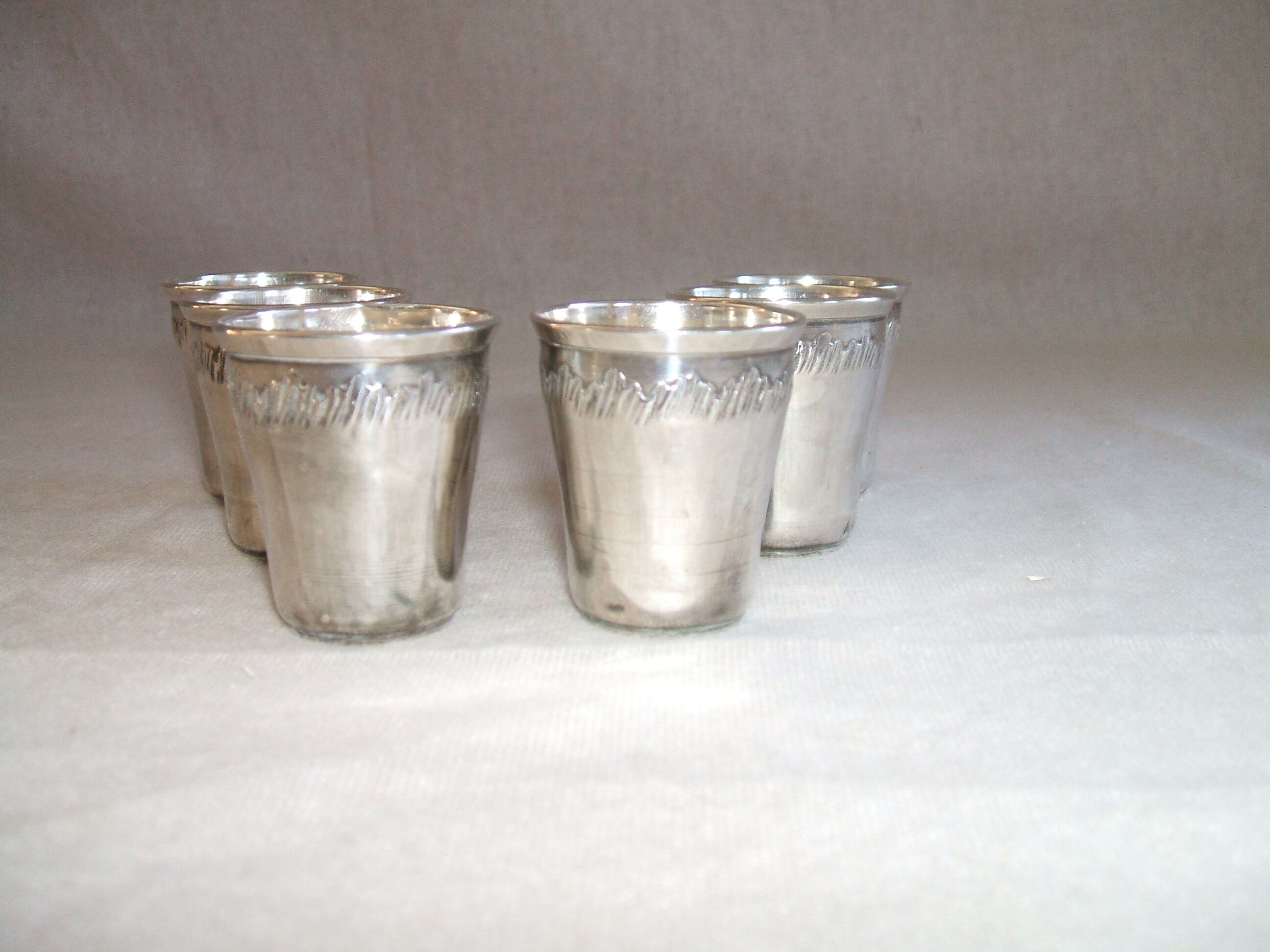 6 glasses minerve solid silver liqueur