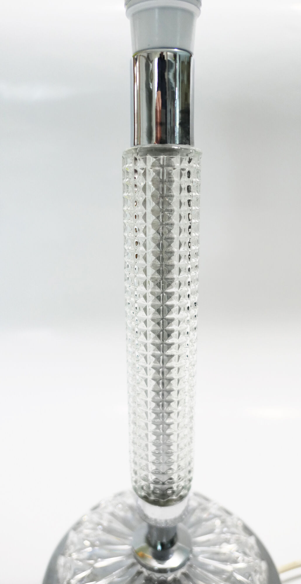 Table lamp glass er metal chrome 1970's