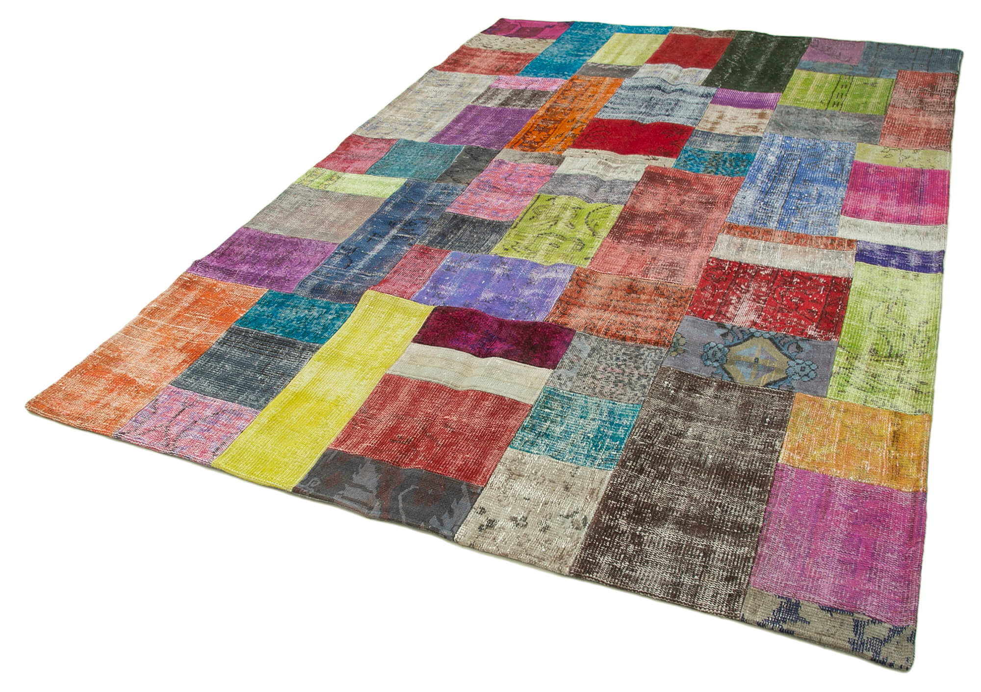 Handwoven Turkish Contemporary 203 cm x 301 cm Multicolor Patchwork Carpet
