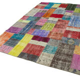 Handwoven Turkish Contemporary 203 cm x 301 cm Multicolor Patchwork Carpet