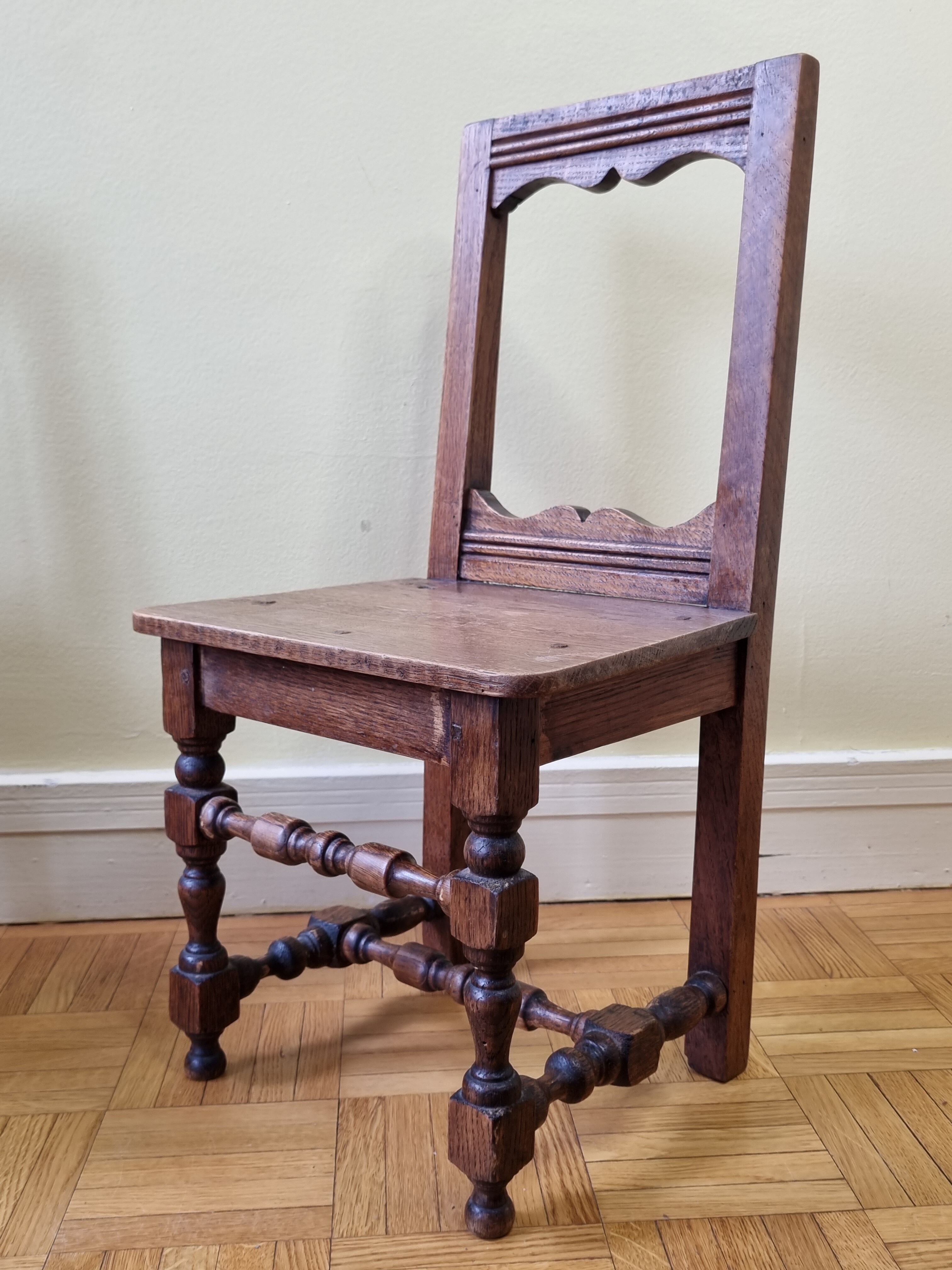 Pair of old children's chairs made of solid wood