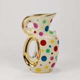 Boch Frères Pichet / Mid-Century Jug in Gold and Polka Dots, Belgium, 1950s