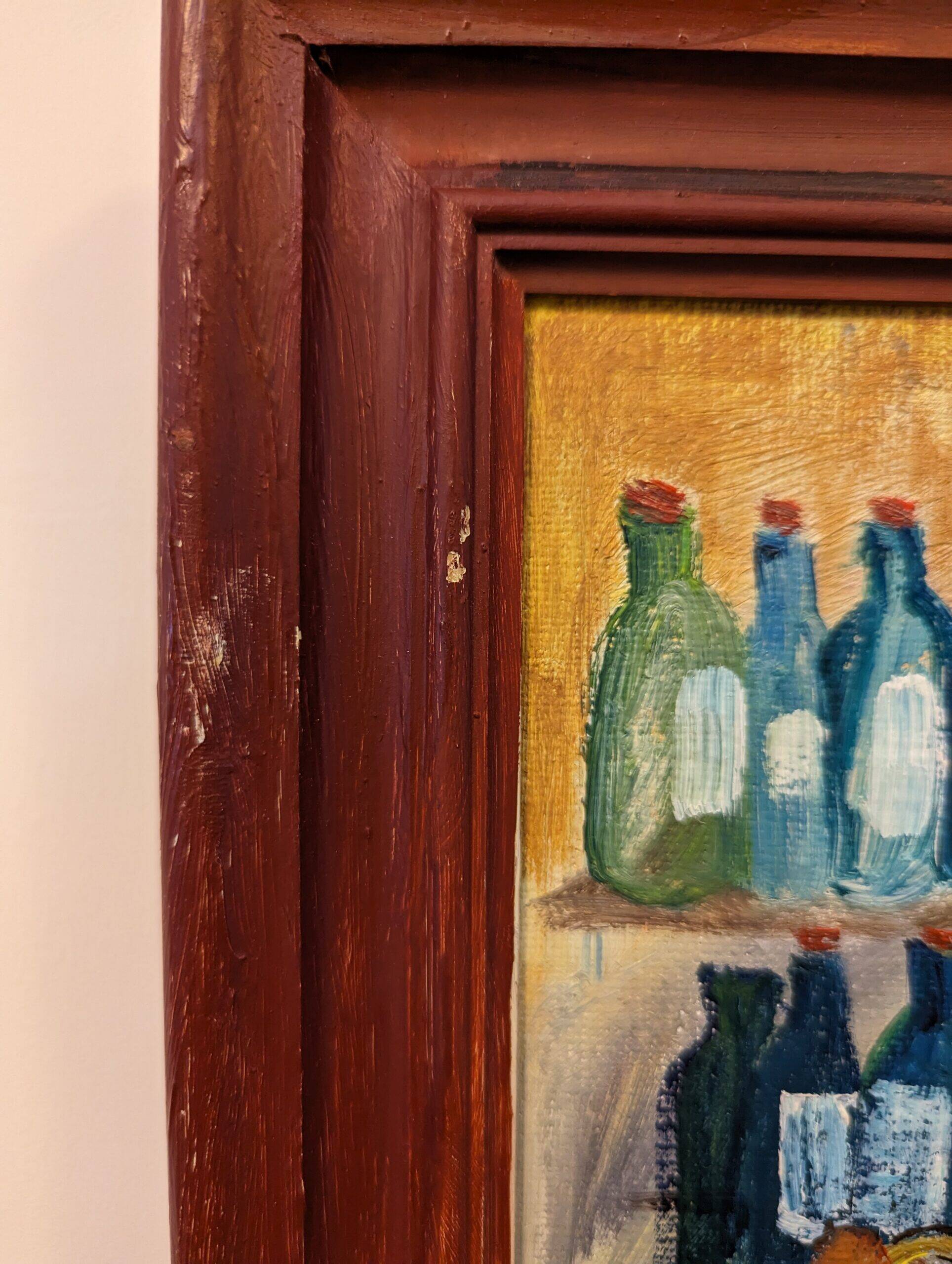 Mid-Century Modern Swedish "The Store" Vintage Figurative Oil Painting, Framed