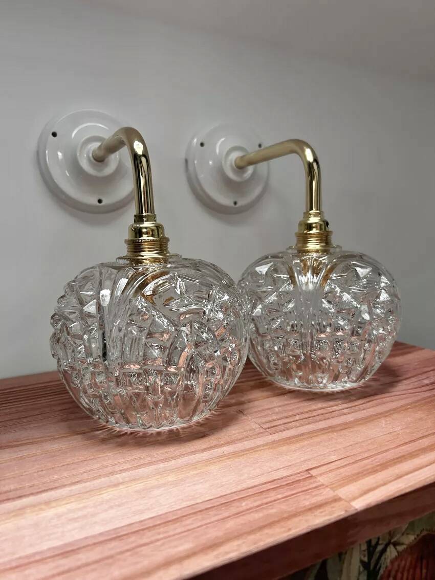 Pair of vintage globe wall lights