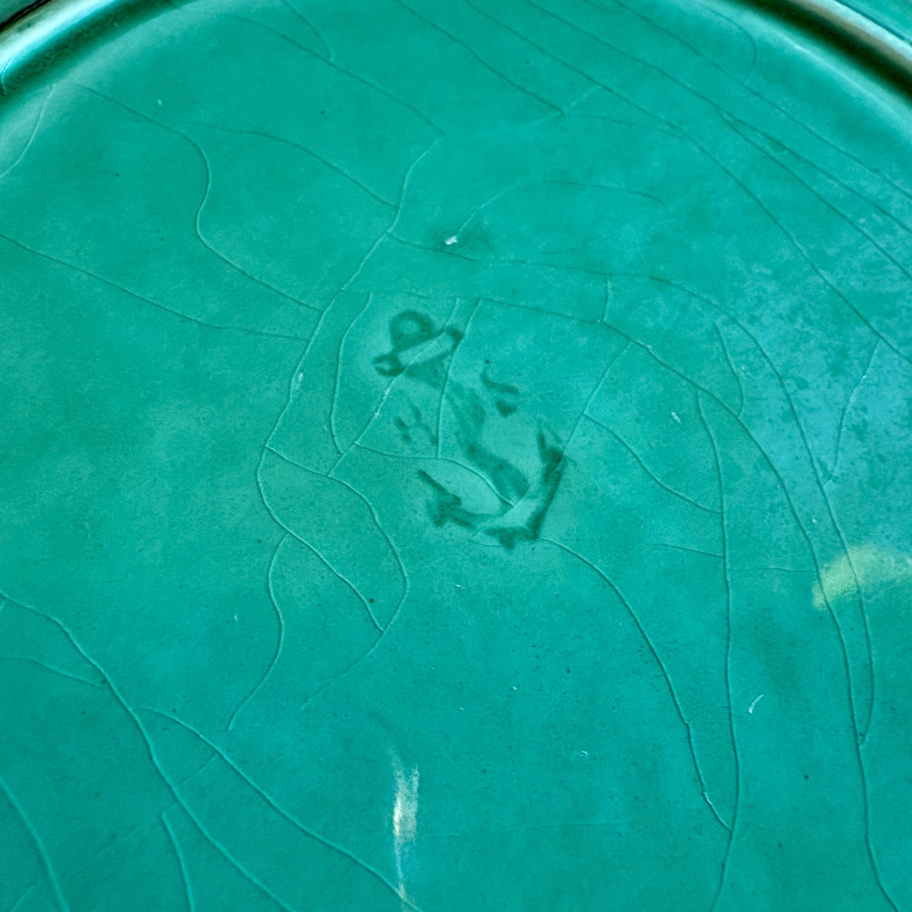 Set of 6 vintage green earthenware plates