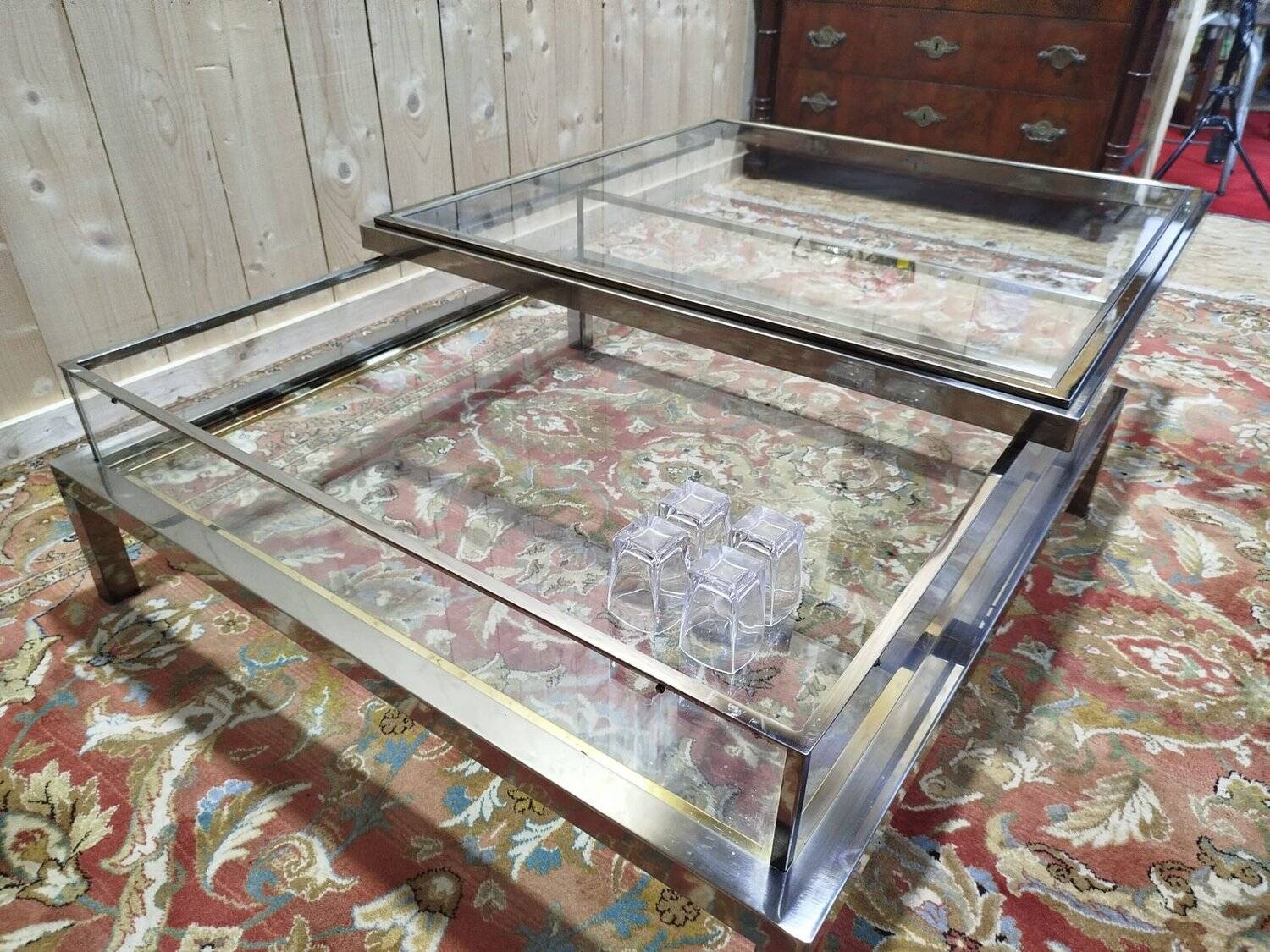 Table basse en verre par Willy Rizzo
