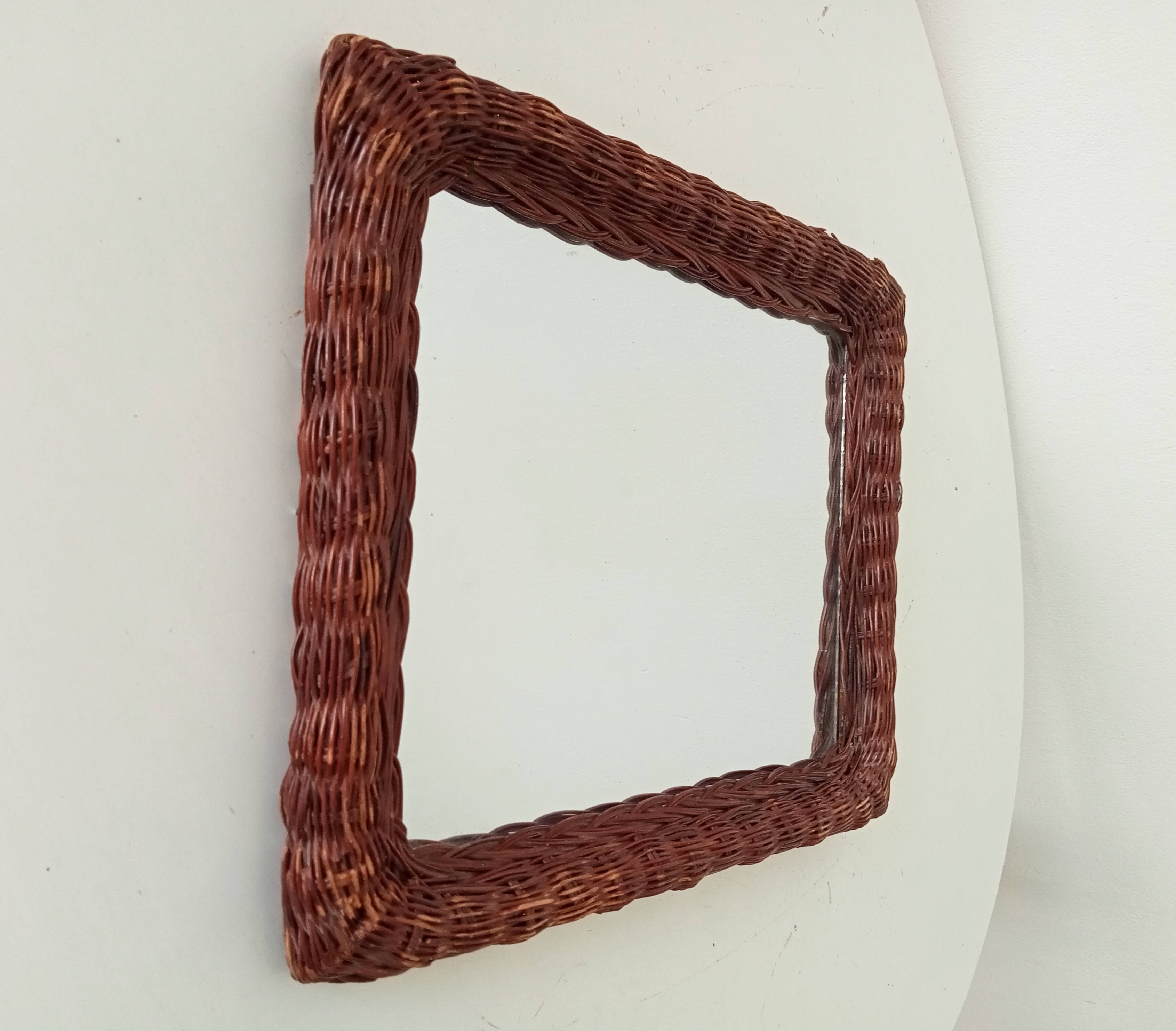 Vintage wicker mirror
