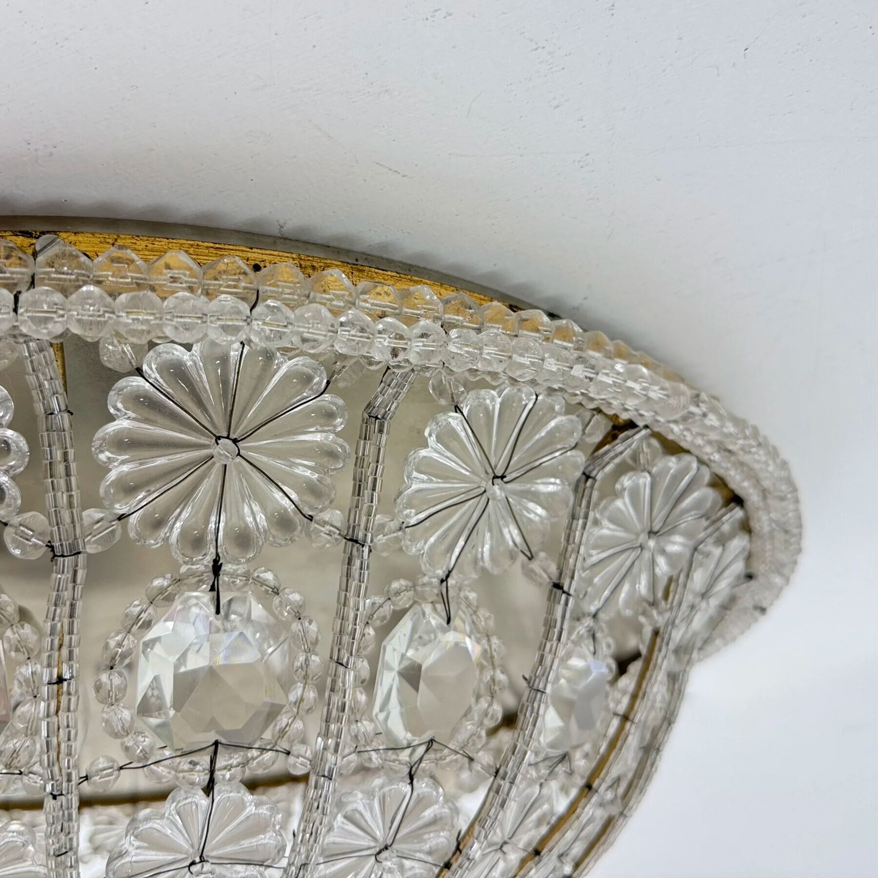 Large crystal Banci Italy ceiling lamp, 1960s