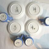 4 coffee cups - 4 saucers signed Sarreguemines model FOX TROTT