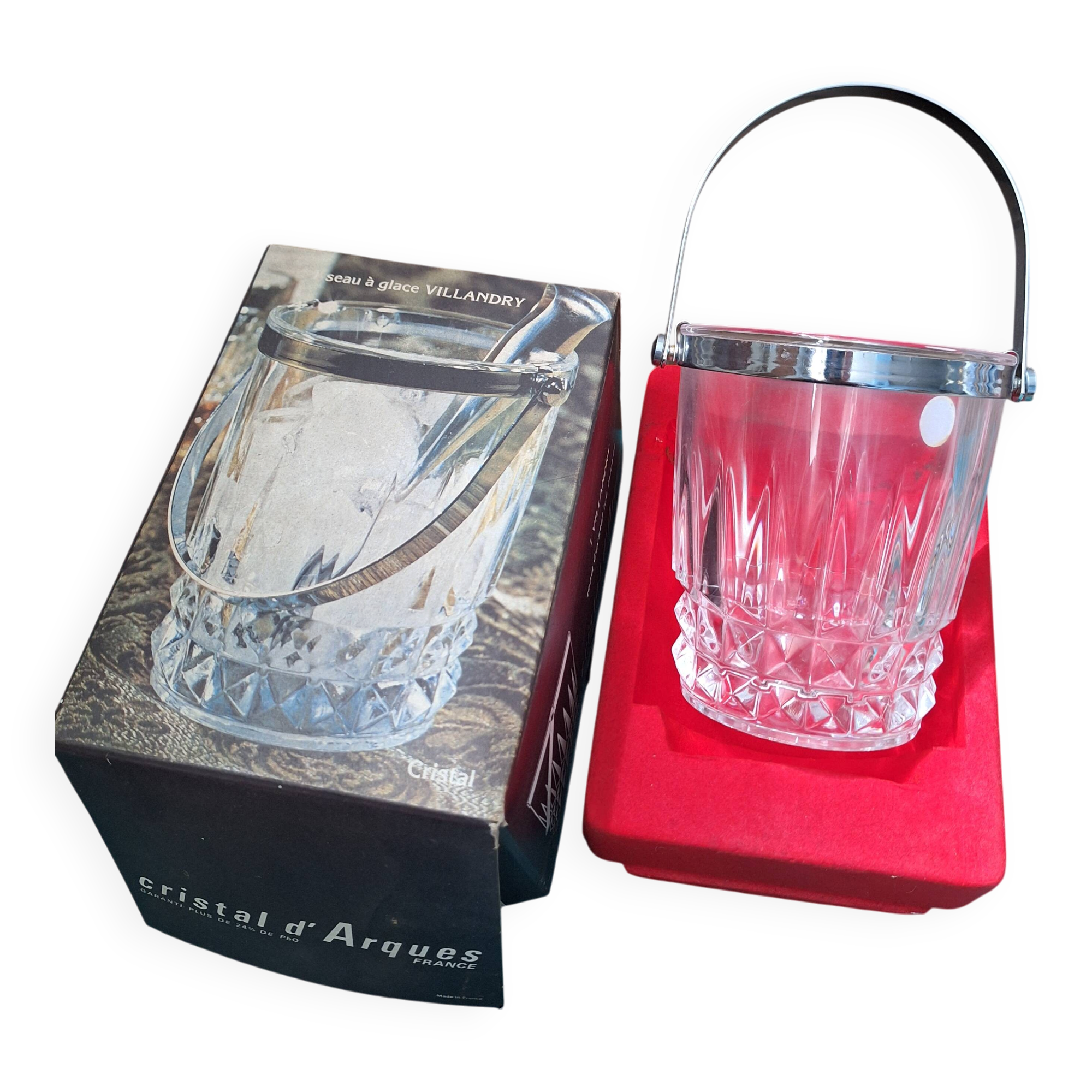 Cristal d'Arques Vallandry new ice bucket in its packaging 1980