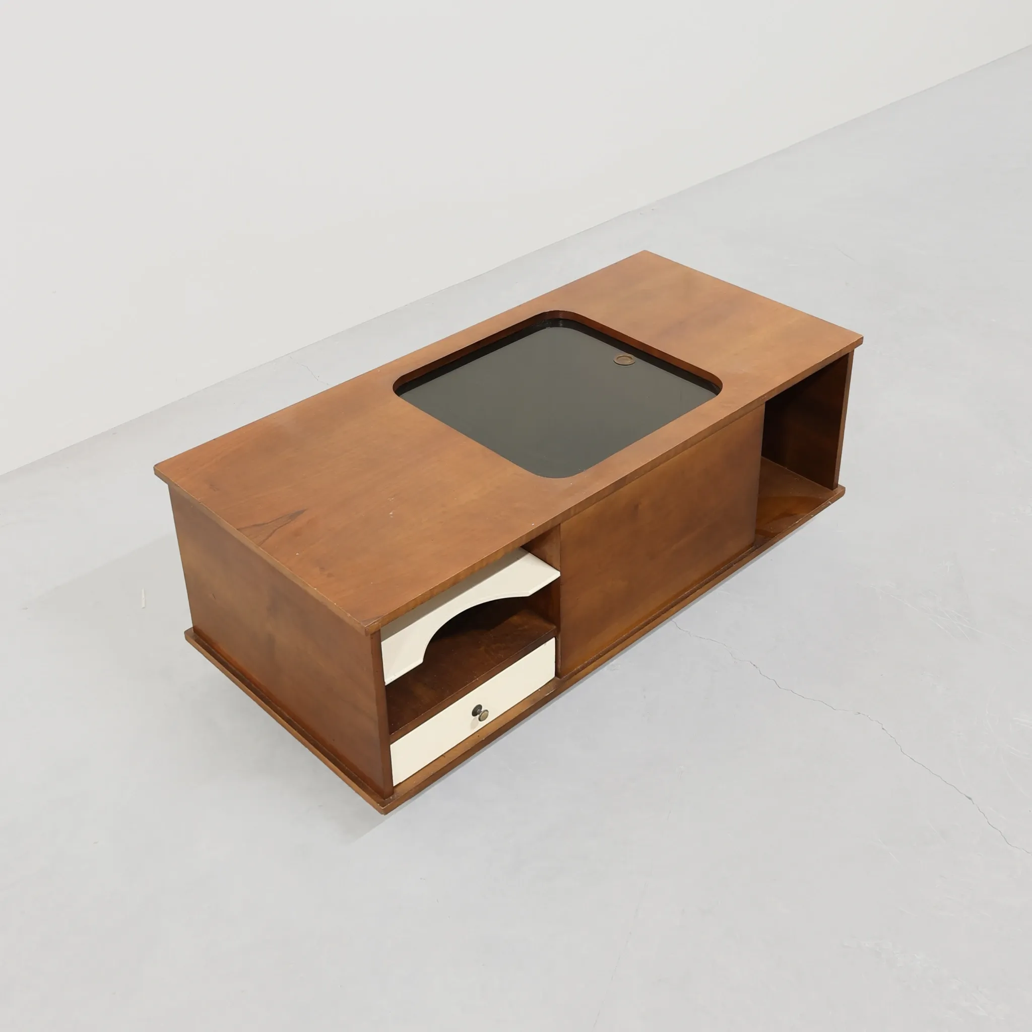 Italian 1970s Wooden Bar Cabinet on Castors