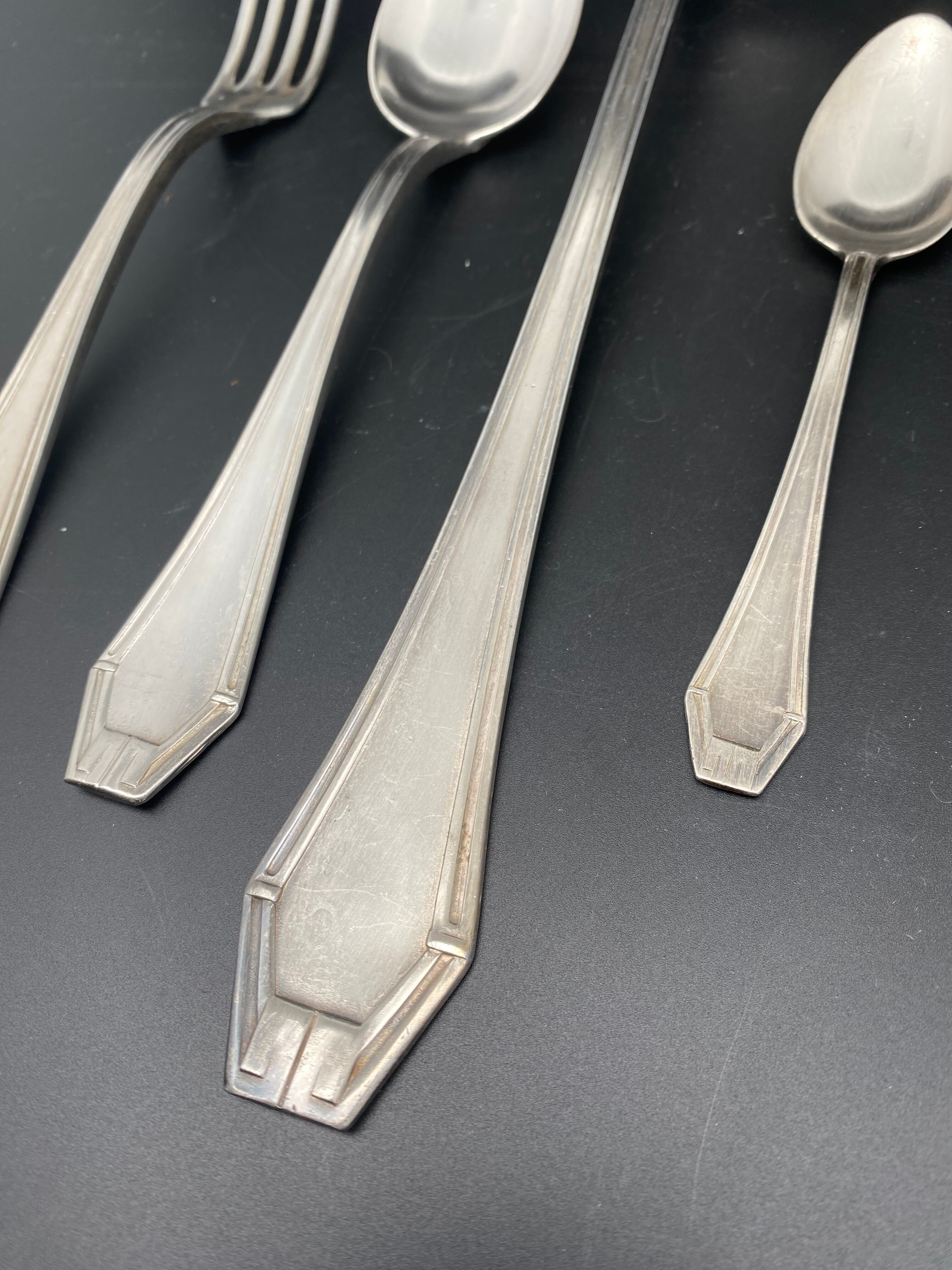 Art Deco silver metal cutlery set