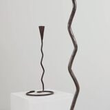 Pair of metal spiral postmodern candlesticks