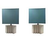 Hollywood regency set of 2 ceramic table Lamps, France 1970s