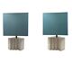 Hollywood regency set of 2 ceramic table Lamps, France 1970s