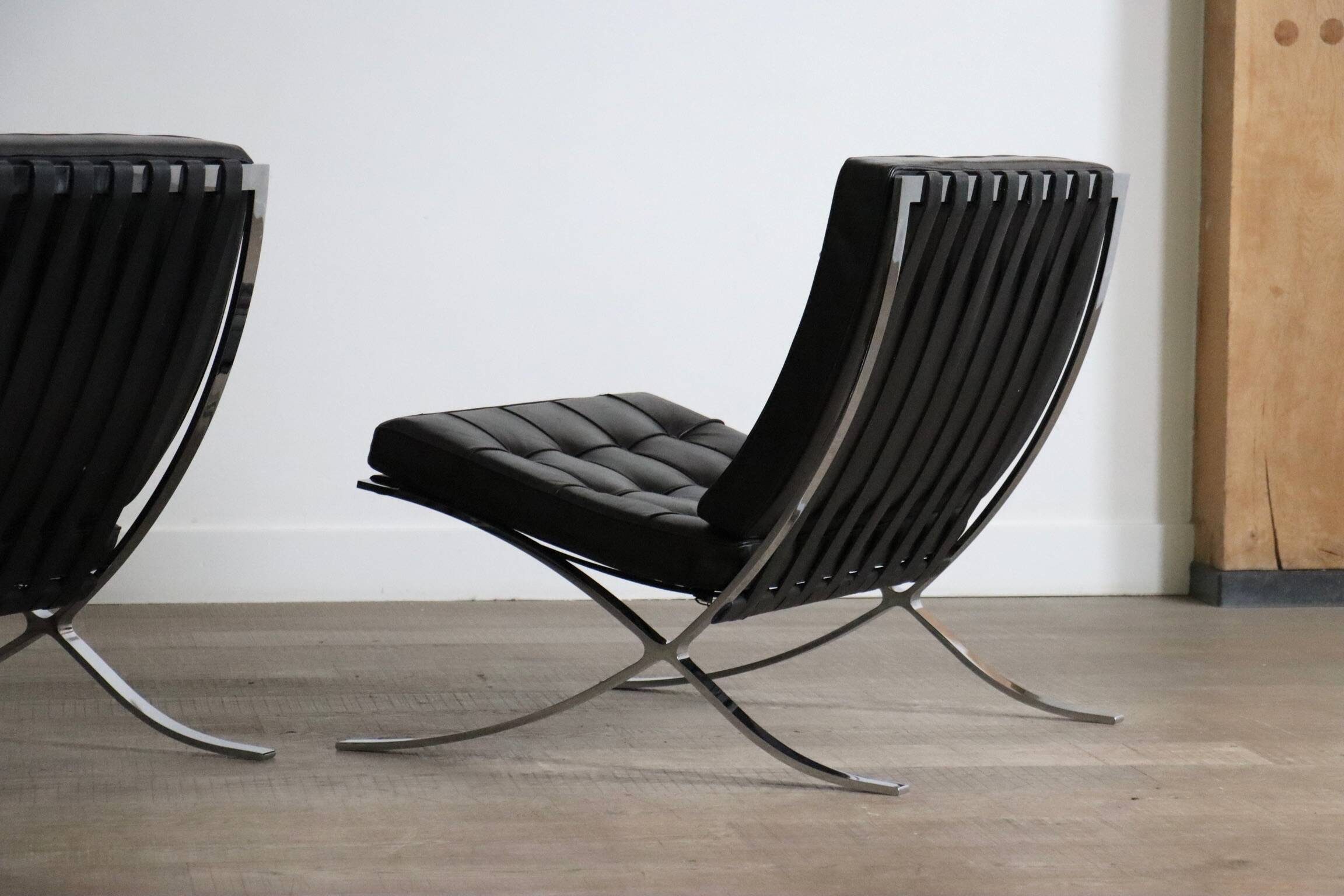 Pair of Barcelona chairs by Ludwig Mies van der Rohe for Knoll, 1960s.
