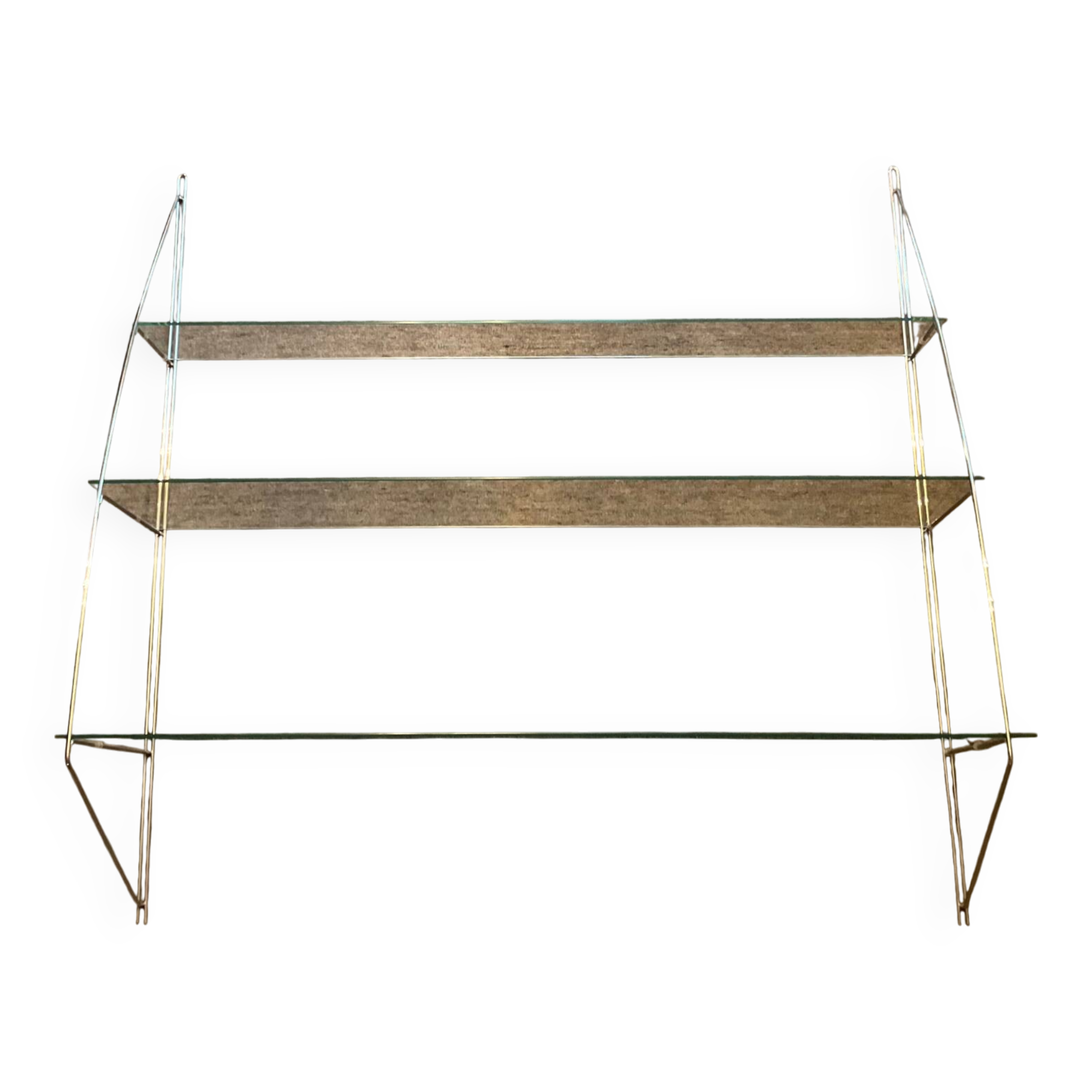 Half-moon design shelf in chromed metal and glass