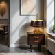 Lampe bouillote style Empire bronze doré abat-jour métal bordeaux C548