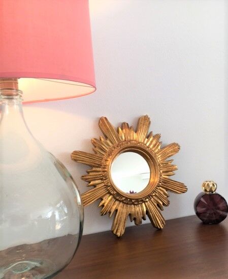 Sun mirror gilded wood with gold leaf, 42 cm