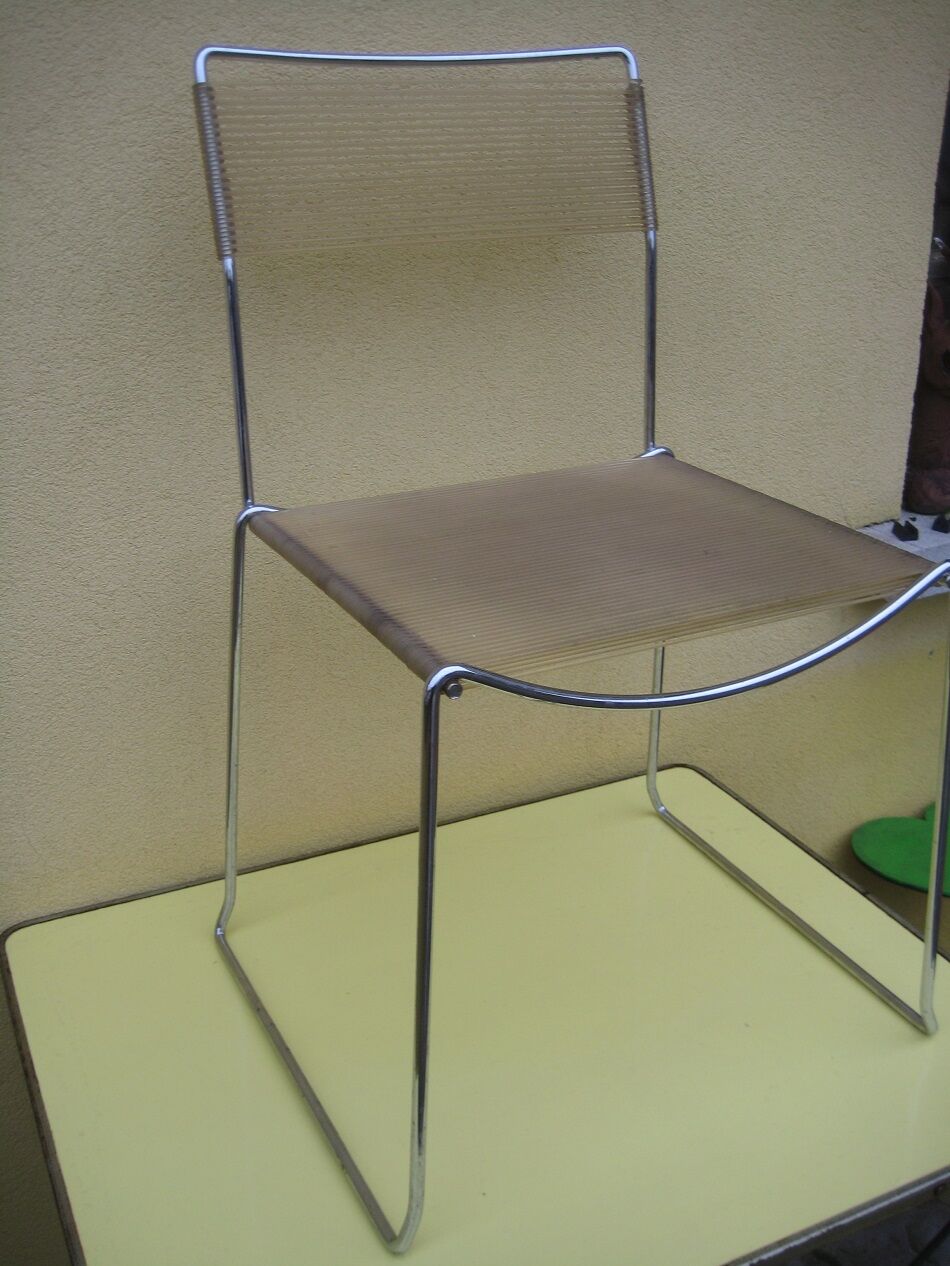 Chrome and scoubidou chair
