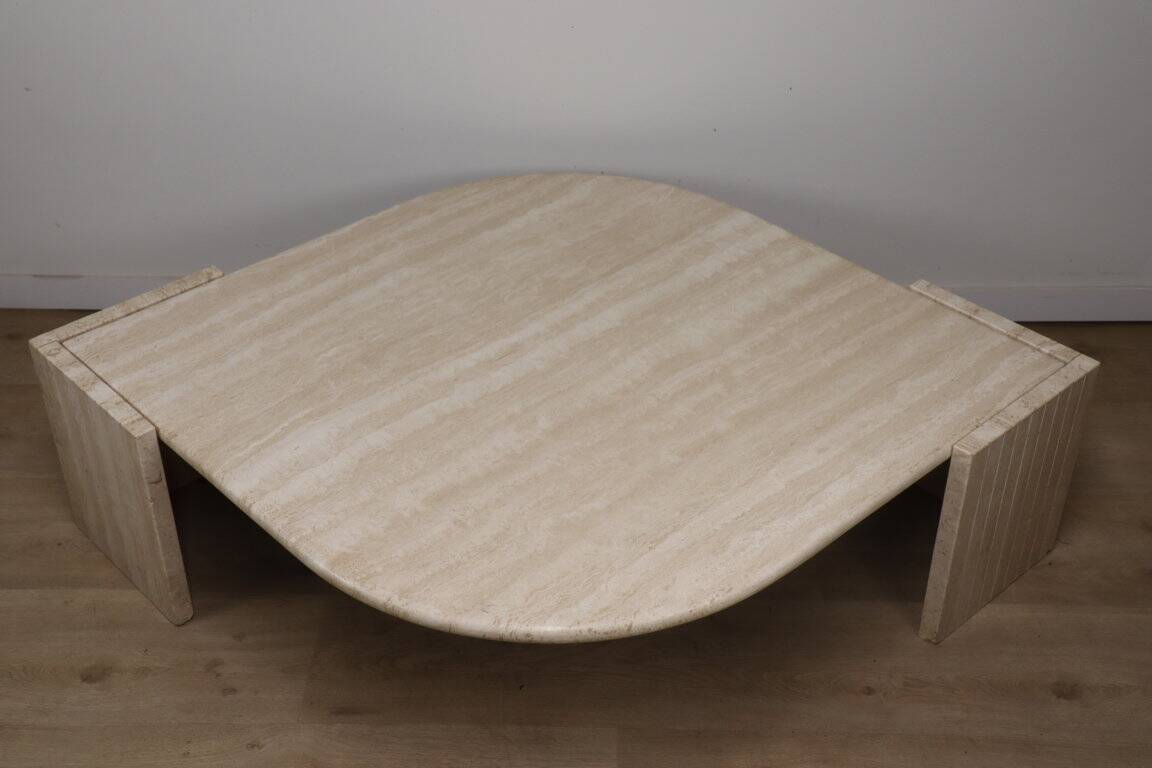 Travertine coffee table, 1980