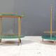 Italian Lacquered Goatskin Swan Bar Cart and wine bottle stand by Aldo Tura