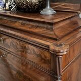 George III flap-top secretary in flamed mahogany, late 18th century
