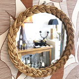 Round rattan mirror 23 cm, 1970